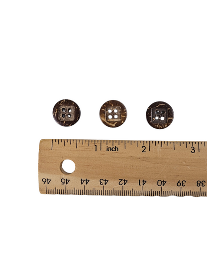 Wooden Button 15mm Round w/ Square