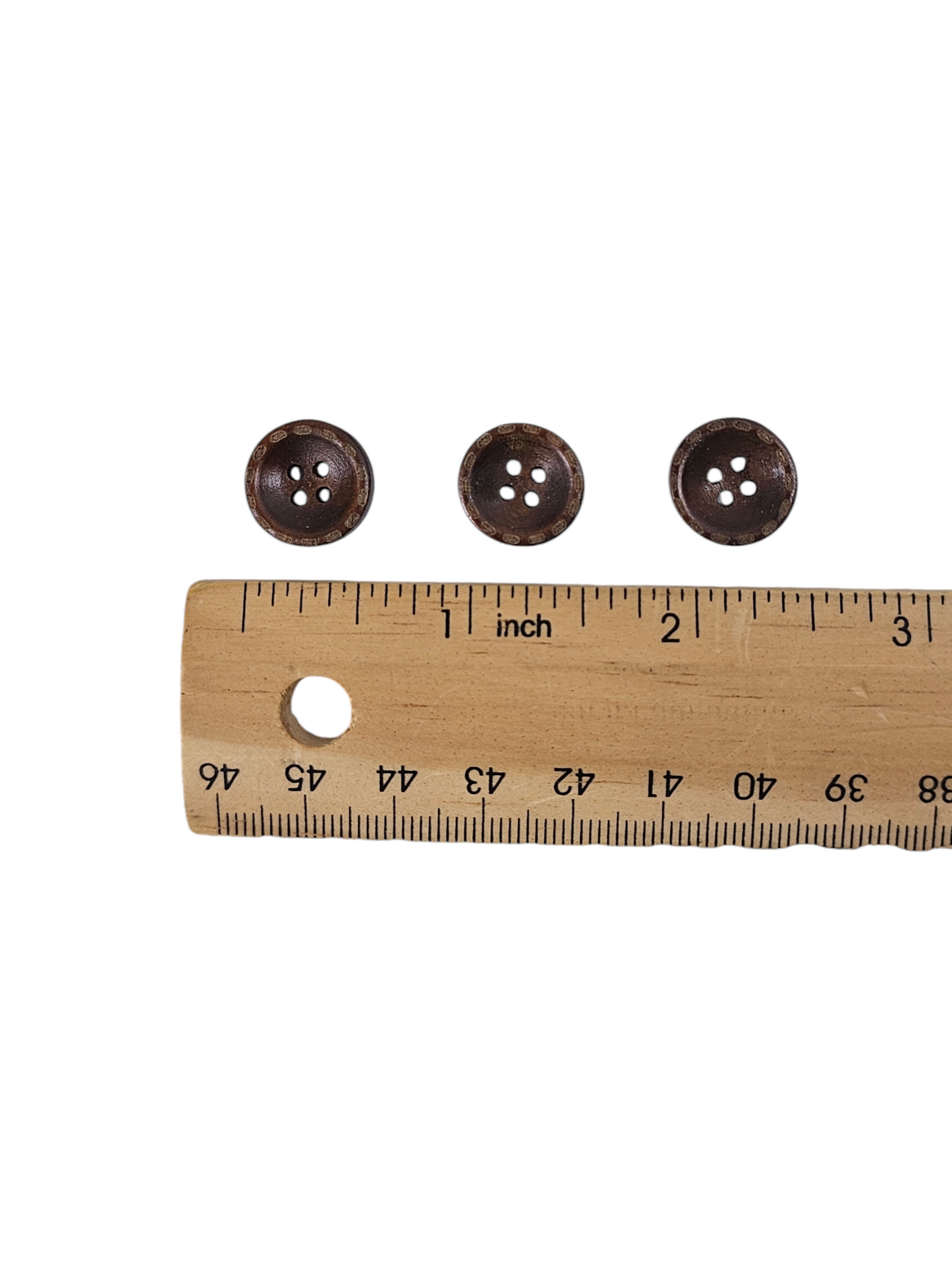 Wooden Button 15mm Stitching Detail