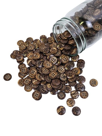 Wooden Button 15mm Round w/ Square