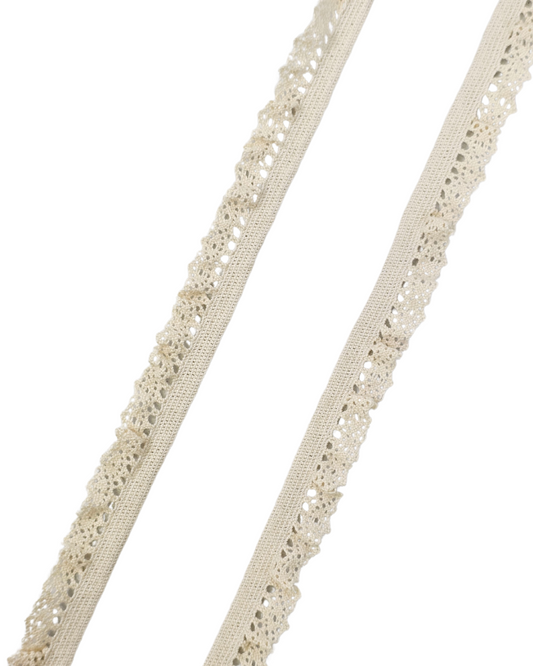 Natural 'Ruffled' Cotton Cluny Stretch Lace