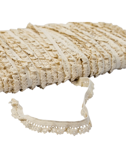 Natural 'Ruffled' Cotton Cluny Stretch Lace