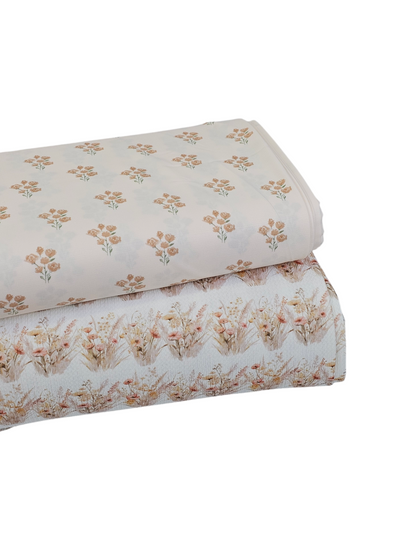 *Unique Design*Poly Slub Wildflower Cluster Terracotta