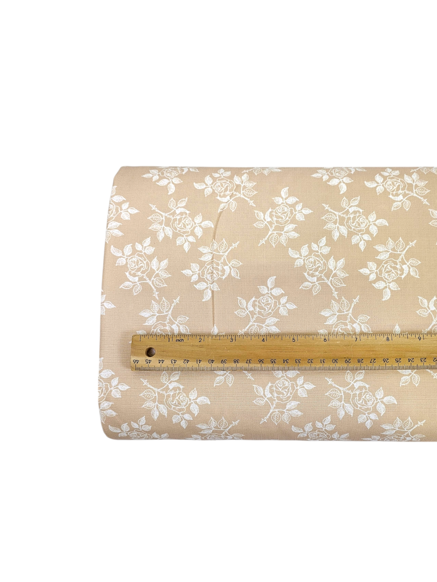 *Unique Design* Poly Slub Rosebud Sprig Khaki