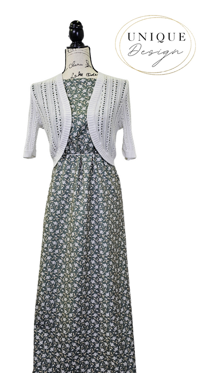 * Unique Design * Pineskin Sm Ivory Blossom Green