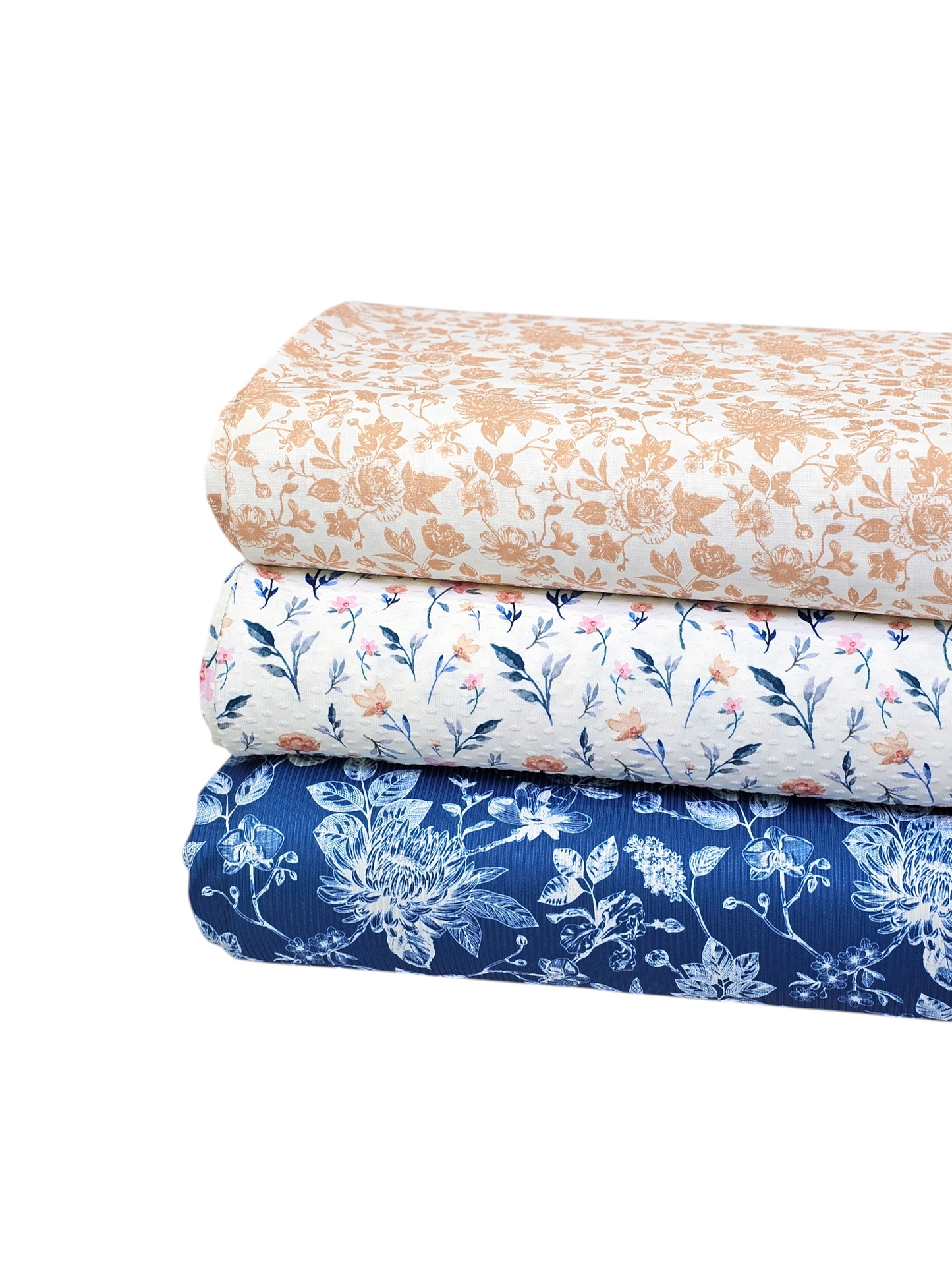 *Unique Design* Poly Slub Flower Garden Peach