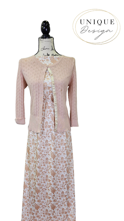 *Unique Design* Poly Slub Flower Garden Peach