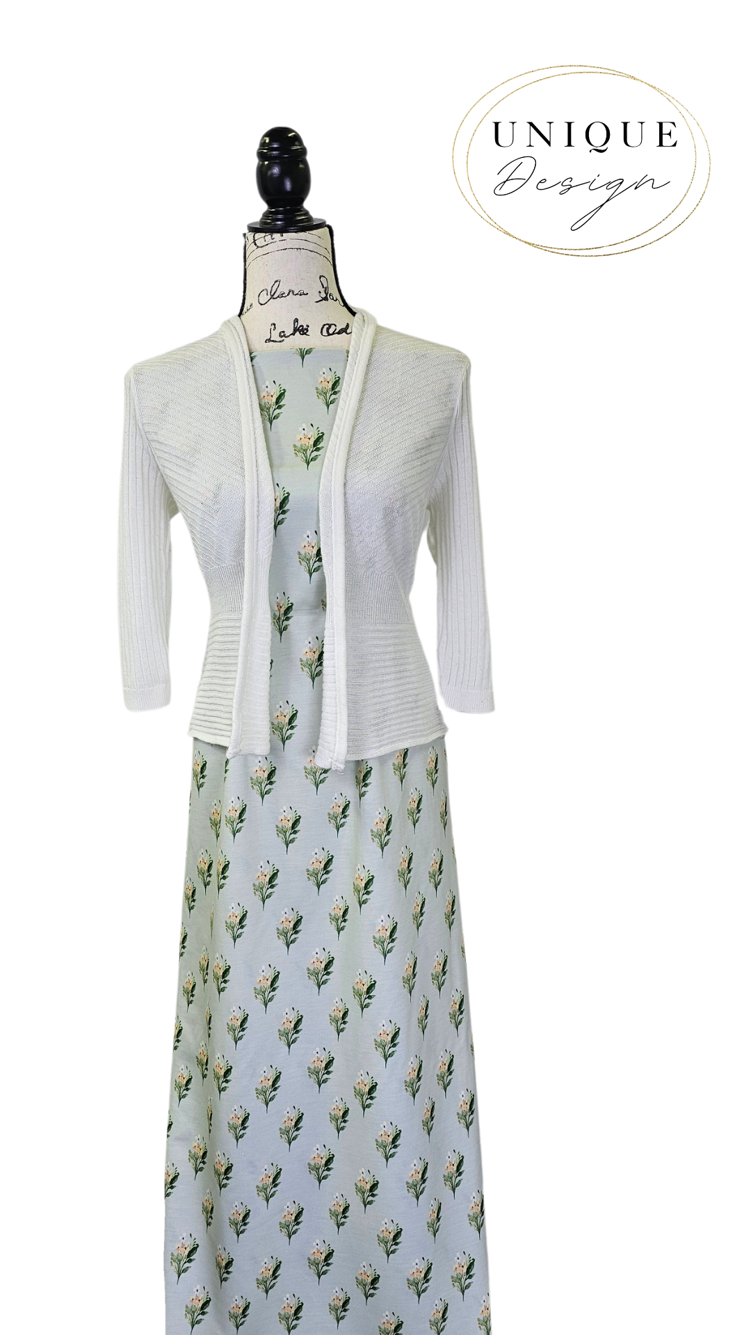 * Unique Design * French Terry Ivory Grove Sage