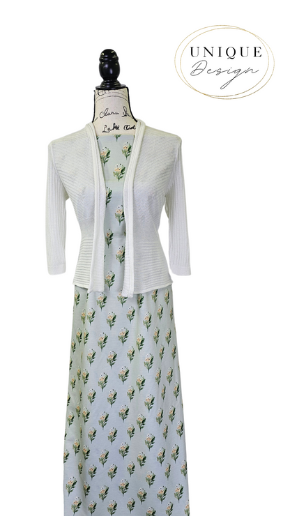 * Unique Design * French Terry Ivory Grove Sage