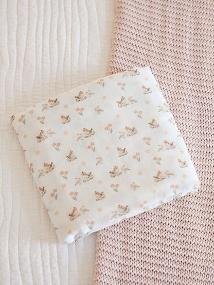 * Unique Design * Cotton Gauze Spring Songbirds White