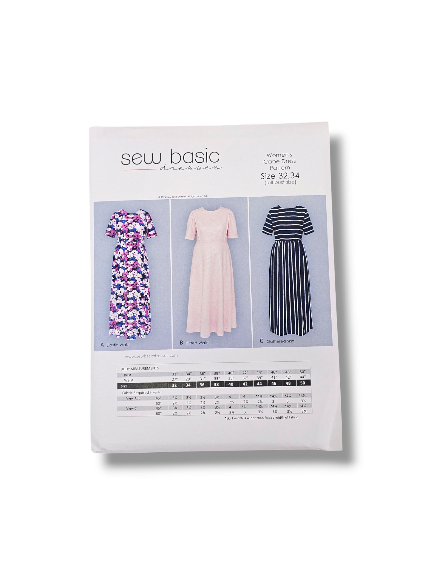 Women's Cape Dress Pattern Size 32/34