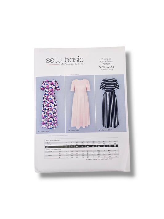 Women's Cape Dress Pattern Size 32/34