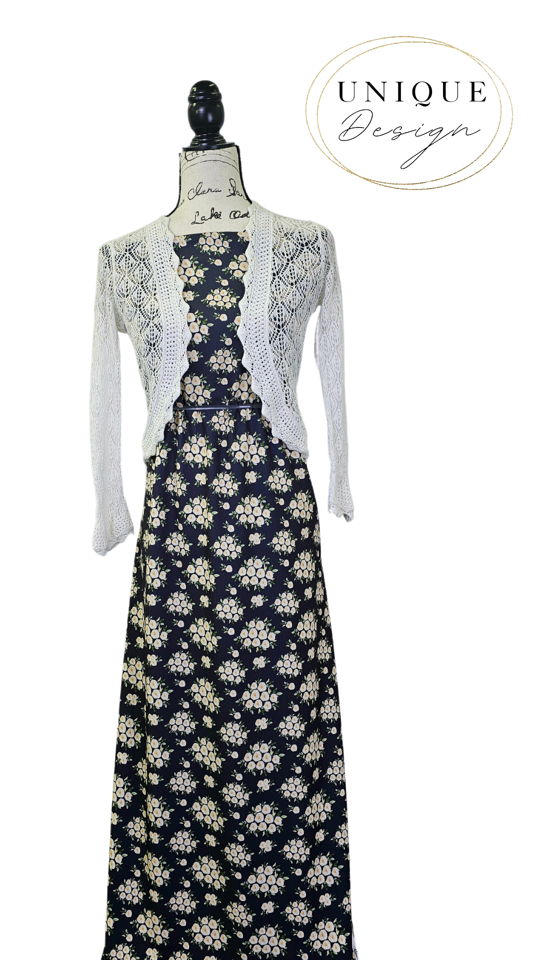 *Unique Design* Cloud Poly Ivory Bloom Black