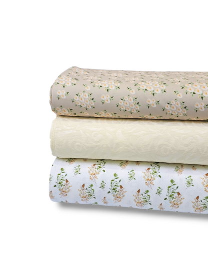 *Unique Design* Poly Slub Ivory Bloom Tan