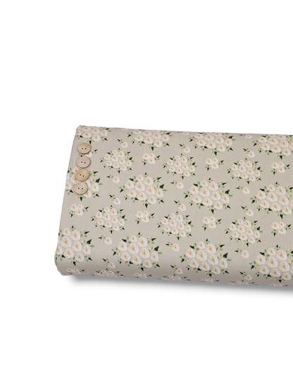 *Unique Design* Poly Slub Ivory Bloom Tan