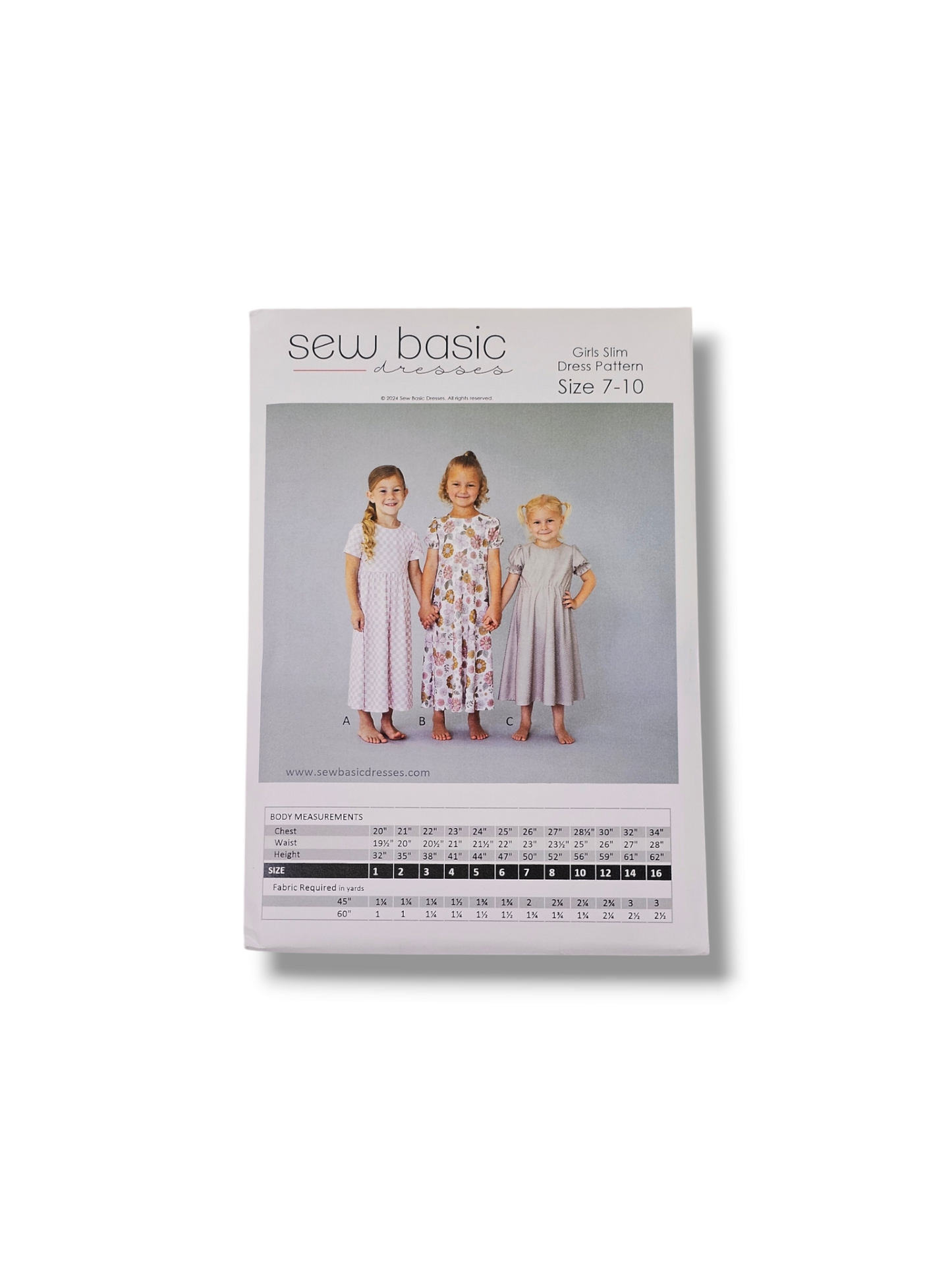 Girl Slim Dress Pattern Size 7-10