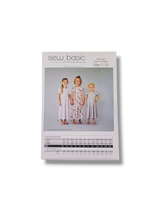 Girl Slim Dress Pattern Size 7-10