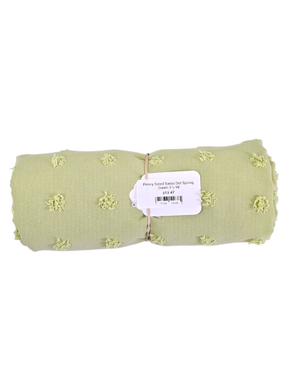 Penny Sized Swiss Dot Spring Green 1½ Yd Remnant