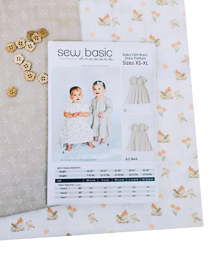 Baby Girl Basic Dress Pattern XS-XL