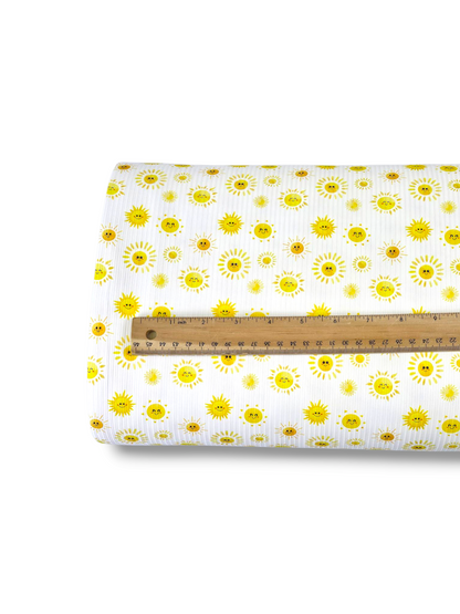 * Unique Design * Willow Ribbed Knit Sunshine Delight White