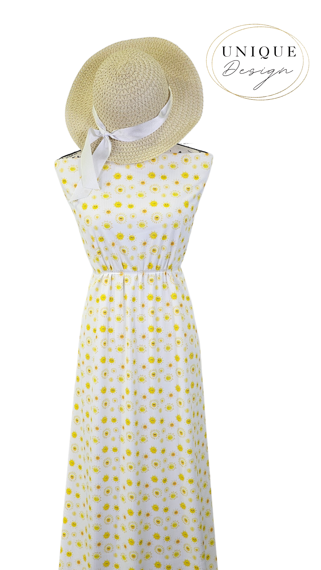 * Unique Design * Willow Ribbed Knit Sunshine Delight White