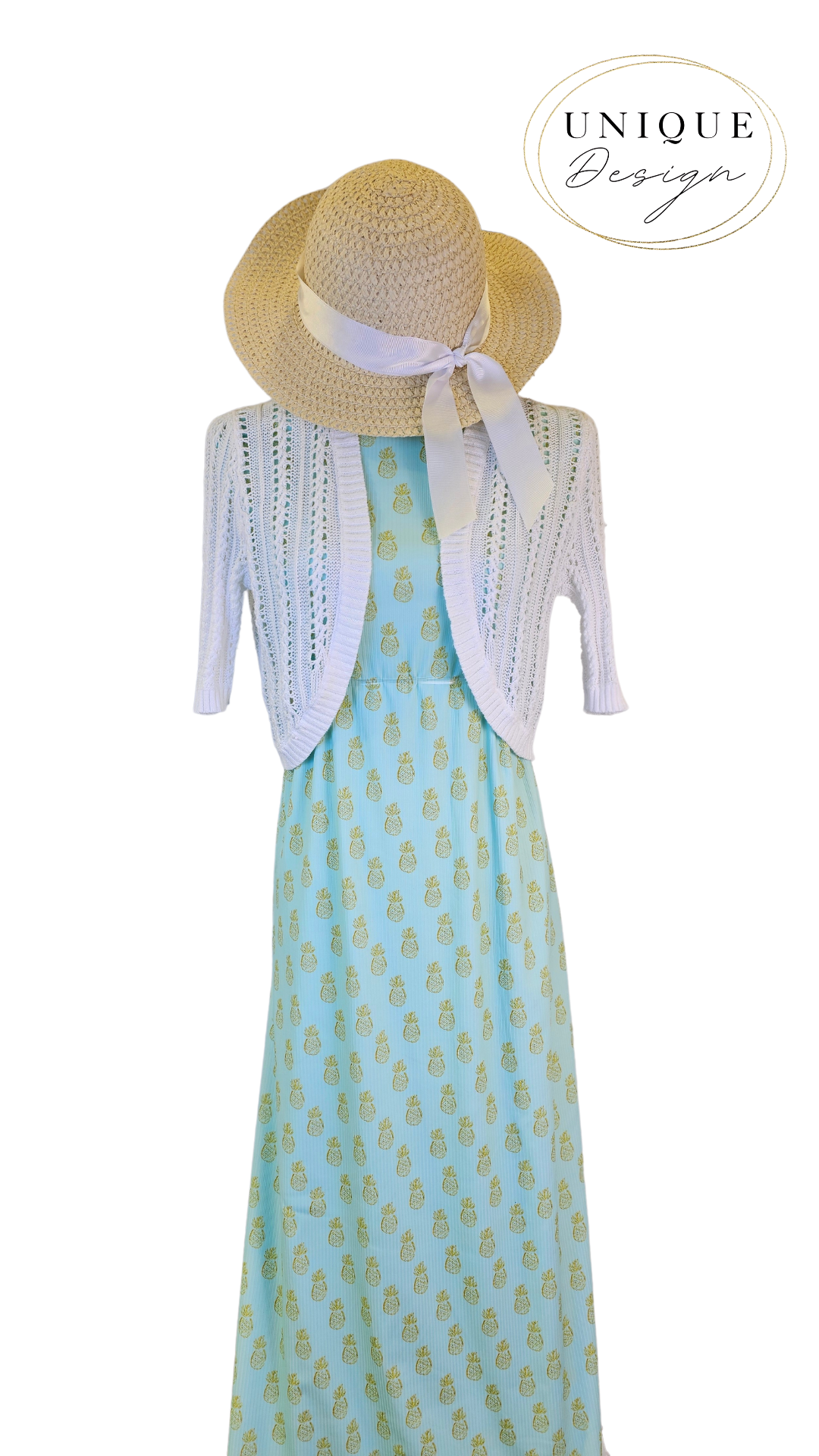 * Unique Design * Willow Ribbed Knit Pineapple Bliss Aquamarine