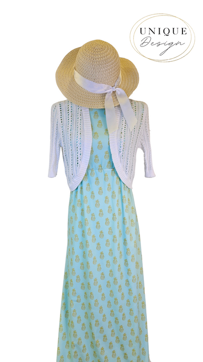 * Unique Design * Willow Ribbed Knit Pineapple Bliss Aquamarine