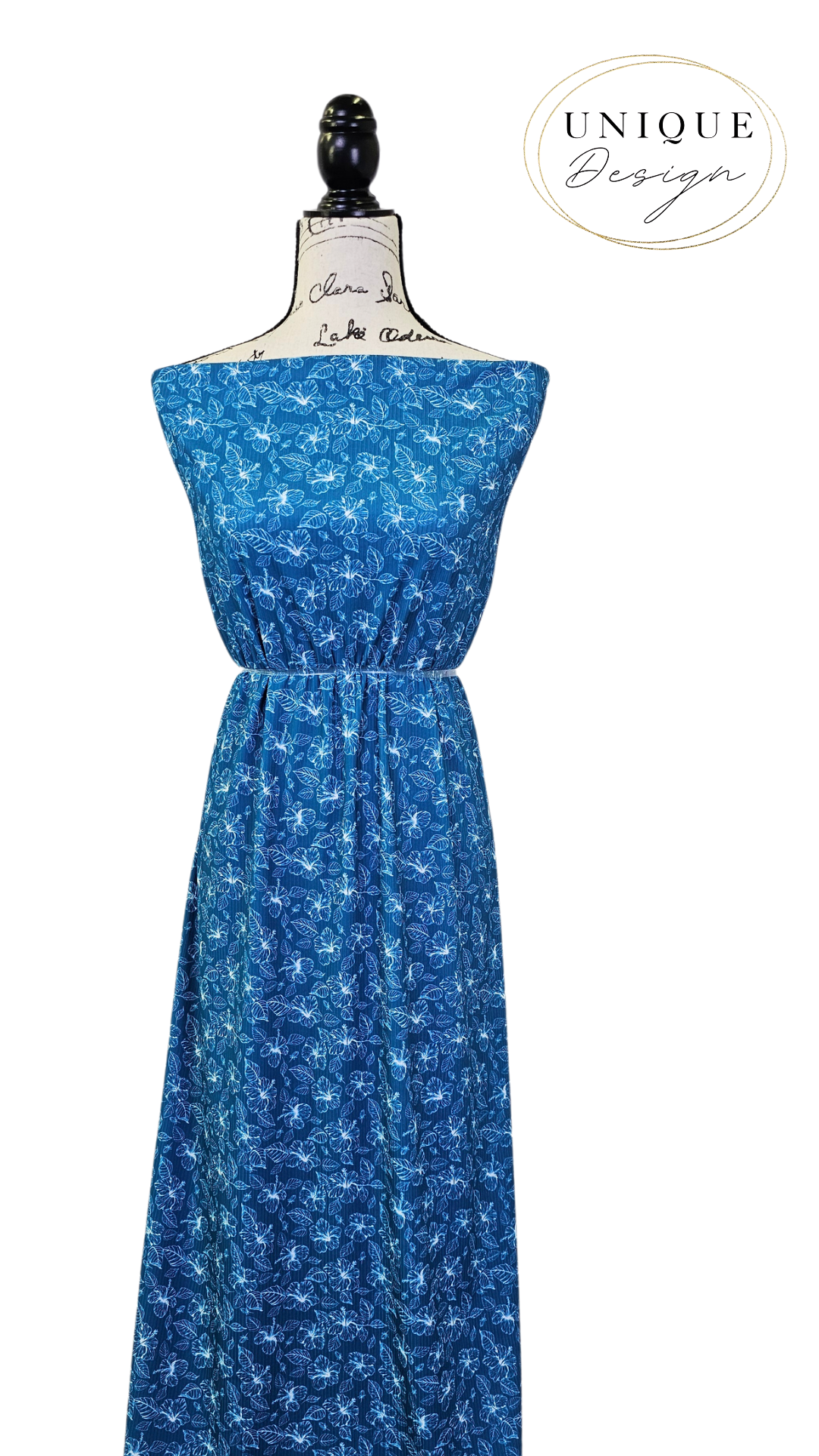 * Unique Design * Willow Ribbed Knit Hibiscus Paradise Blue