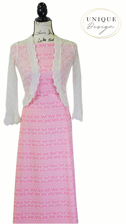 * Unique Design * Willow Ribbed Knit Chevron Blooms Pink