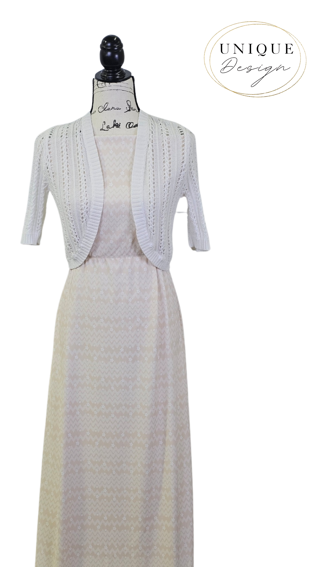 * Unique Design * Willow Ribbed Knit Chevron Blooms Beige