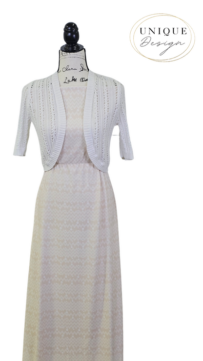 * Unique Design * Willow Ribbed Knit Chevron Blooms Beige