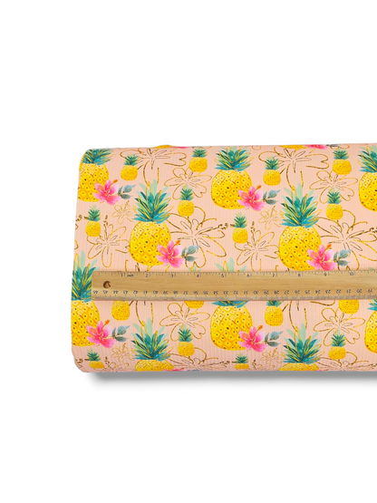 * Unique Design * Willow Ribbed Knit Tropical Pineapple Peach