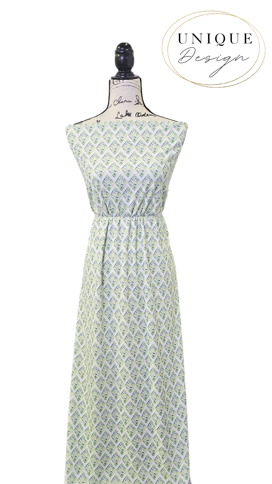 * Unique Design * Willow Ribbed Knit Green Leaf Diamond White