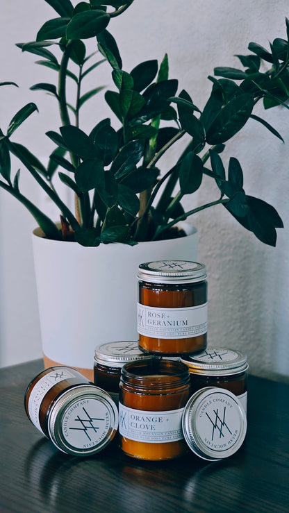 Rose + Geranium Coconut Wax Candle 8 oz.
