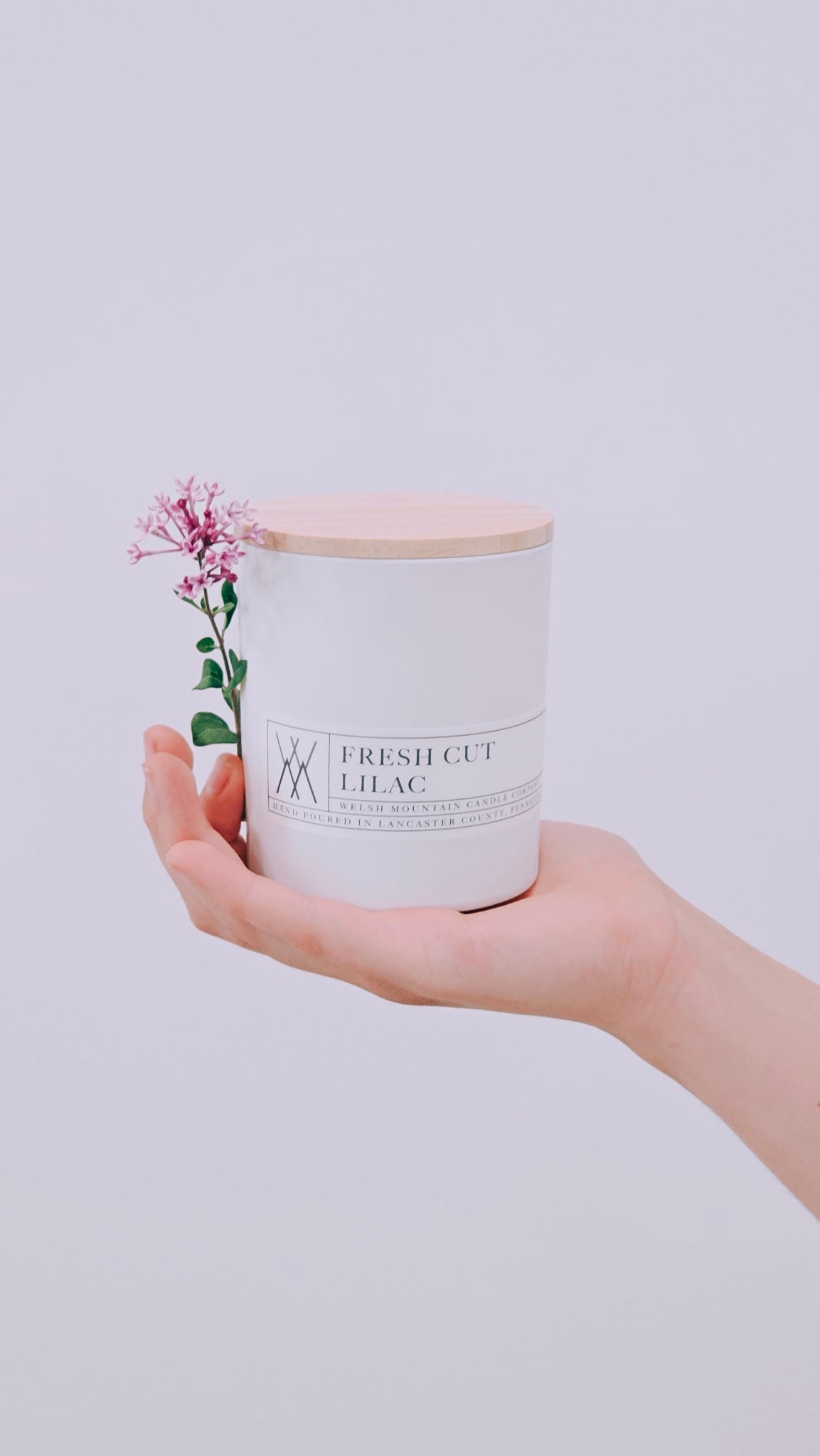 Fresh Cut Lilac Coconut Wax Candle 16 oz. White Bamboo Lid