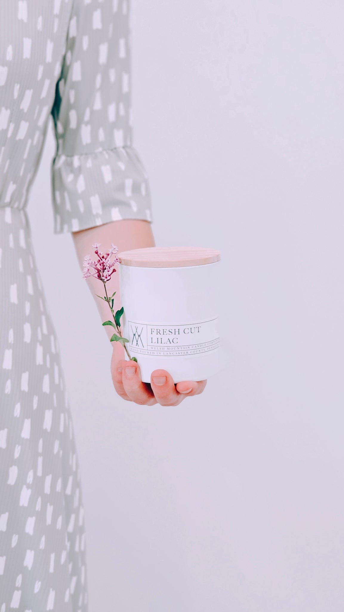 Fresh Cut Lilac Coconut Wax Candle 16 oz. White Bamboo Lid