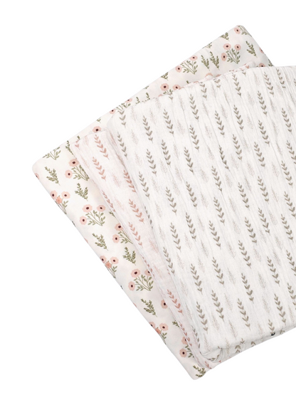 * Unique Design * Cotton Muslin Whispering Leaves Frosted Sage