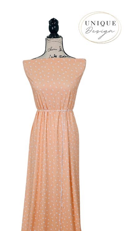 * Unique Design * Willow Ribbed Knit Simple Daisy Pastel Peach