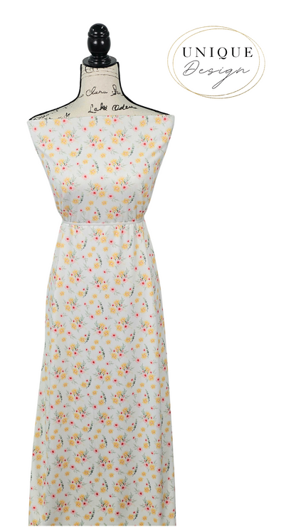* Unique Design * Willow Ribbed Knit Summer Sunset Bouquet White