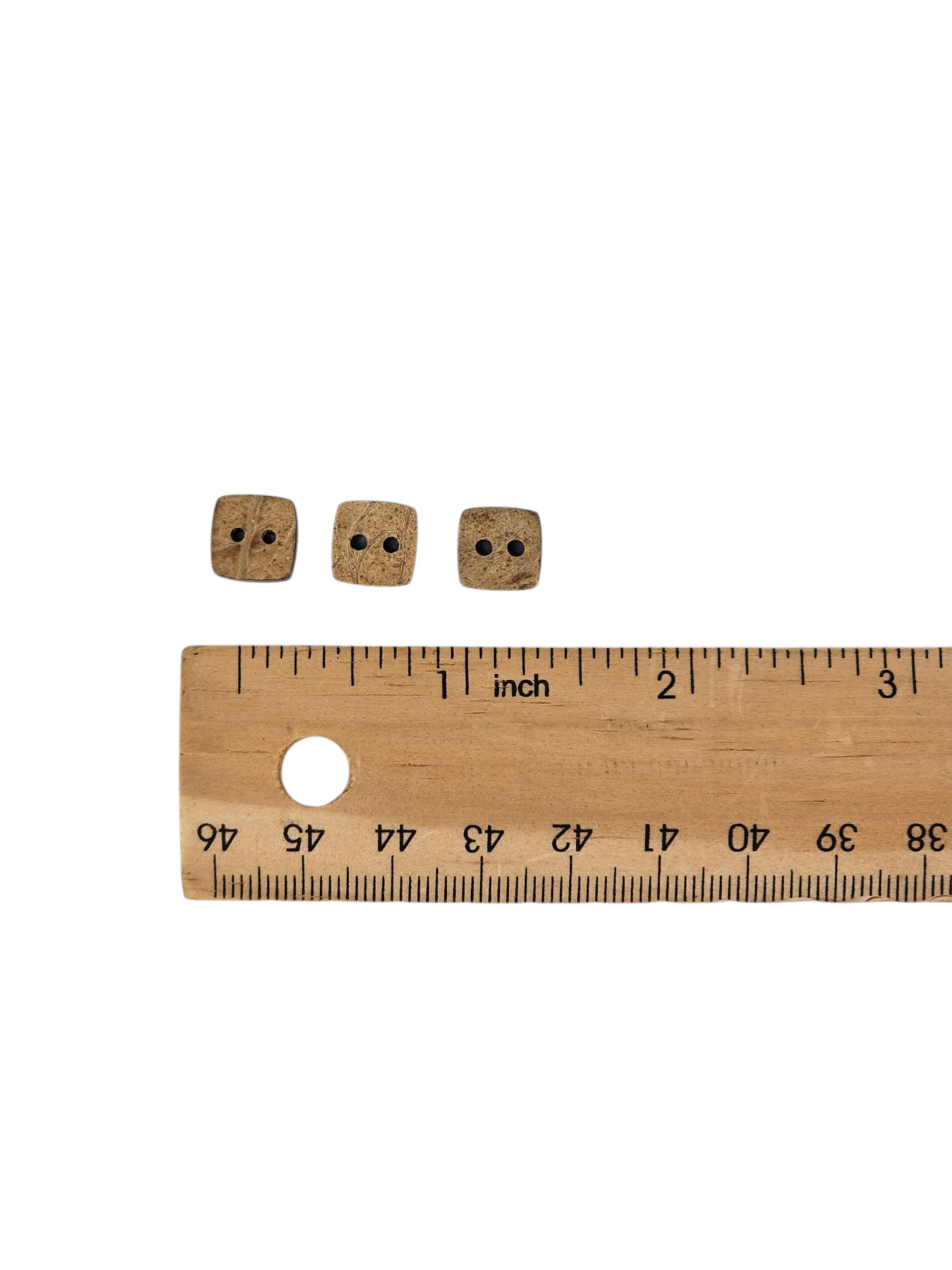Wooden Brown Buttons Square 12 mm