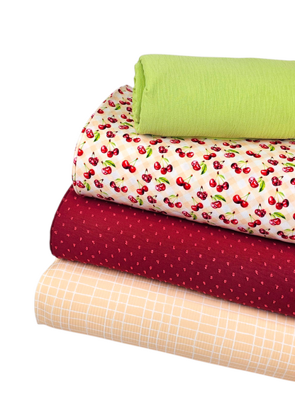 *Unique Design* Cloud Poly Cheery Cherry Check Peach