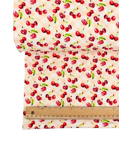 *Unique Design* Cloud Poly Cheery Cherry Check Peach