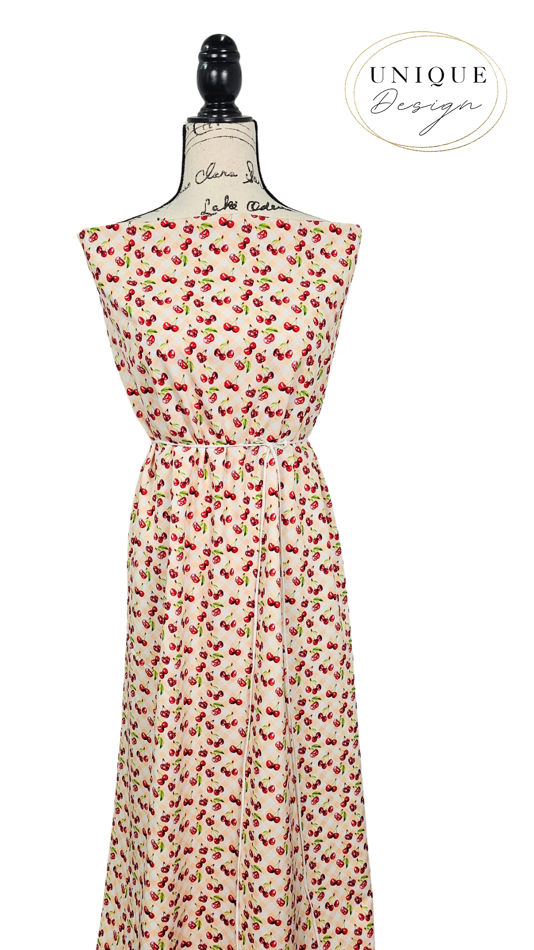 *Unique Design* Cloud Poly Cheery Cherry Check Peach