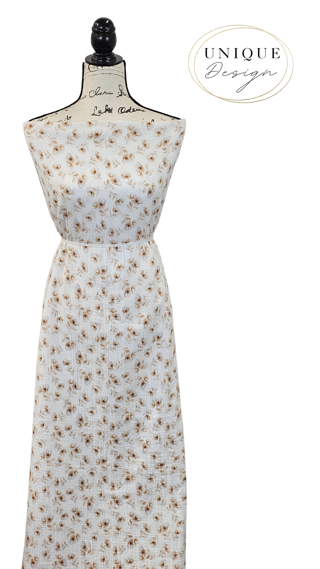 *Unique Design* Cotton Muslin Glowing Orchids White