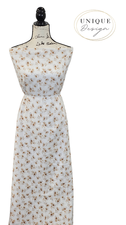 *Unique Design* Cotton Muslin Glowing Orchids White