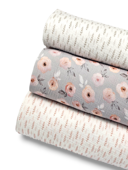 *Unique Design* Cotton Muslin Rosa Light Gray