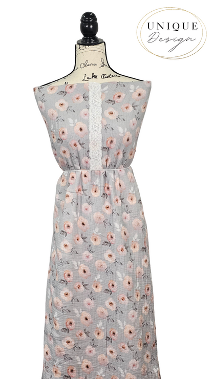 *Unique Design* Cotton Muslin Rosa Light Gray