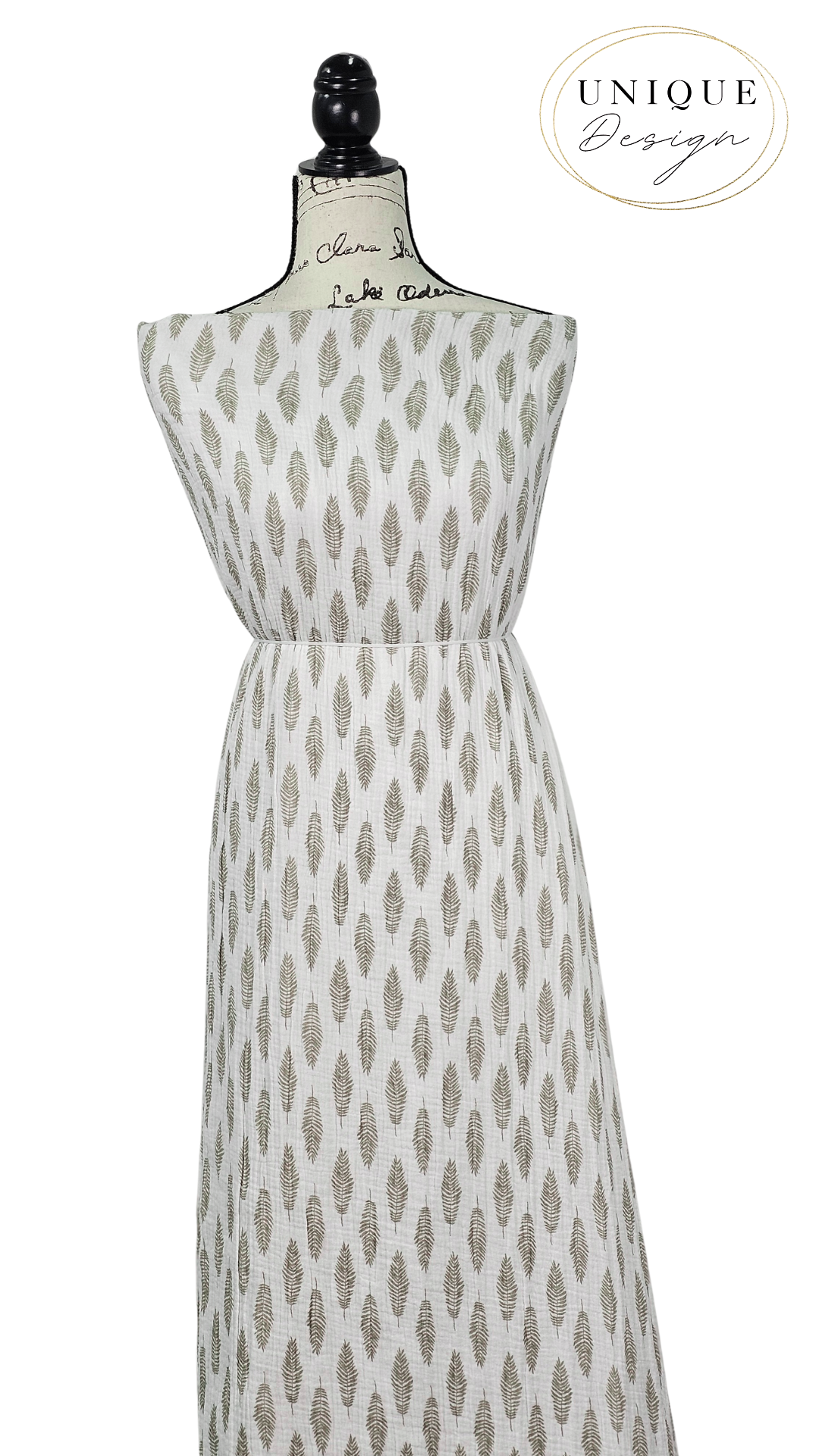 *Unique Design* Cotton Muslin Sage Fern