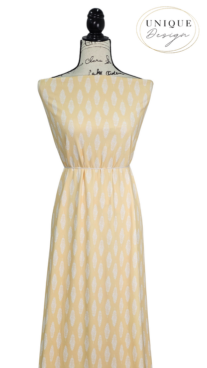 *Unique Design* Willow Ribbed Knit White Fern Pale Yellow
