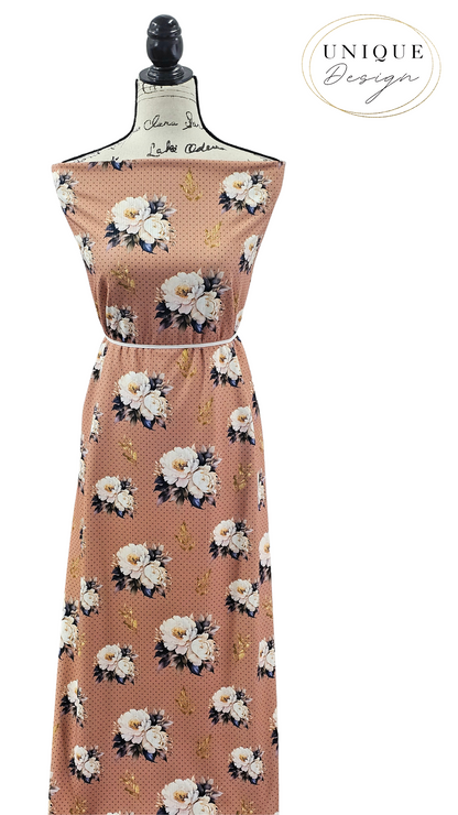 *Unique Design* Willow Ribbed Knit Celestial Floral Rosy Brown