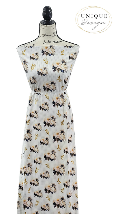*Unique Design* Willow Ribbed Knit Celestial Floral White